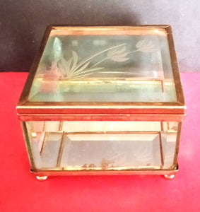 Coffret verre et laiton biseauté