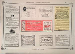 CHROMO-LITHOGRAPHIE étiquettes produits pharmaceutiques  N° 106   Authentique planche  Occasion