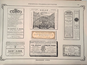 CHROMO-LITHOGRAPHIE étiquettes produits pharmaceutiques  N° 108   Authentique planche  Occasion