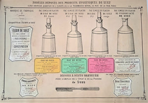 CHROMO-LITHOGRAPHIE étiquettes produits pharmaceutiques  N° 120    Authentique planche  Occasion