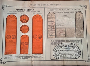 CHROMO-LITHOGRAPHIE étiquettes produits pharmaceutiques  N° 139   Authentique planche  Occasion