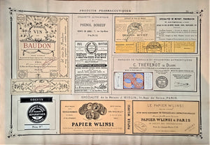 CHROMO-LITHOGRAPHIE étiquettes produits pharmaceutiques  N° 145   Authentique planche  Occasion