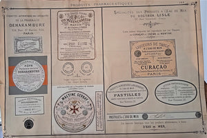 CHROMO-LITHOGRAPHIE étiquettes produits pharmaceutiques  N° 153   Authentique planche  Occasion