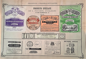 CHROMO-LITHOGRAPHIE étiquettes produits pharmaceutiques  N° 160 Authentique planche  Occasion