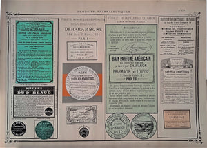 CHROMO-LITHOGRAPHIE étiquettes produits pharmaceutiques  N° 179   Authentique planche  Occasion