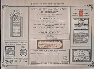 CHROMO-LITHOGRAPHIE étiquettes produits pharmaceutiques  N° 196   Authentique planche  Occasion