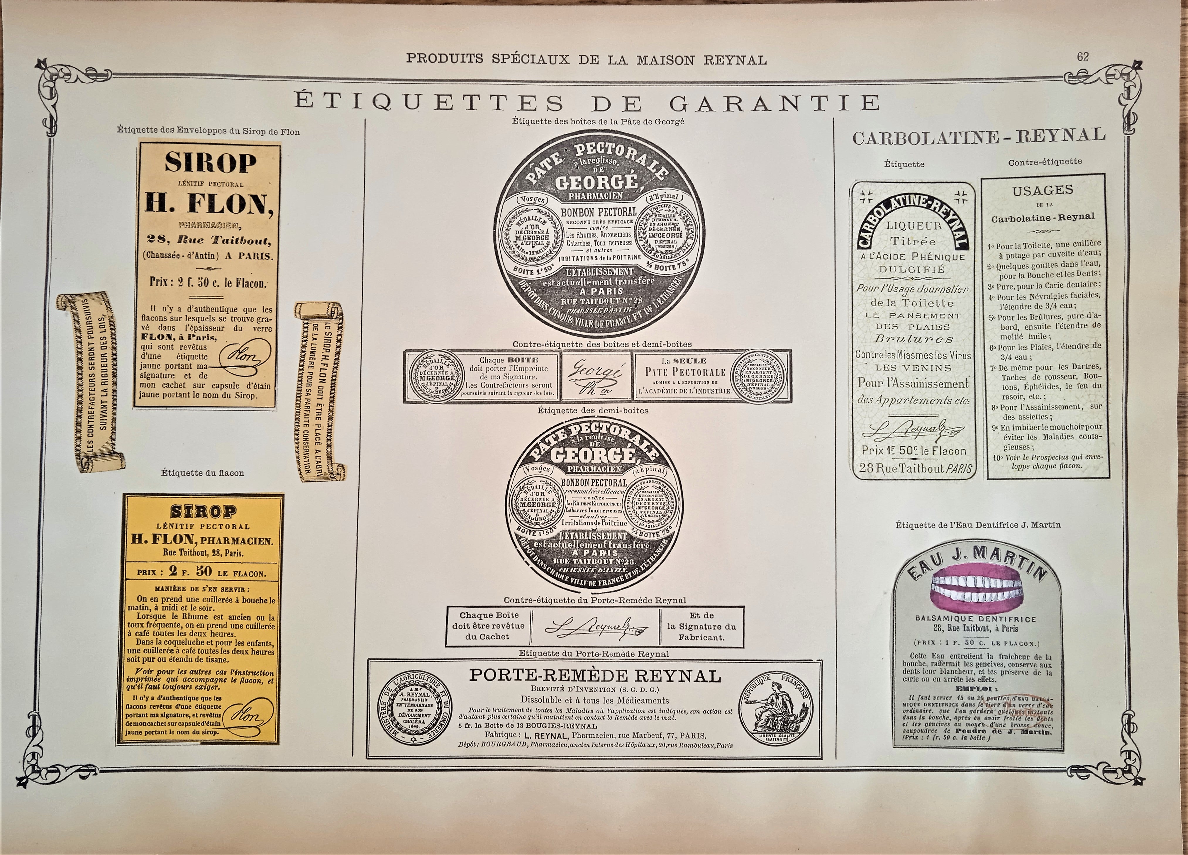 LITHOGRAPHIE étiquettes produits pharmaceutiques  N° 62   Authentique planche  OccaCHROMO-sion