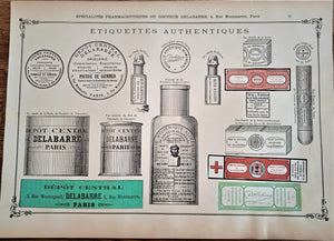 CHROMO-LITHOGRAPHIE étiquettes produits pharmaceutiques  N° 79   Authentique planche  Occasion