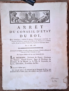 N° B34     Arrêt du Conseil d' Etat du Roi Du 11 Août 1786 Ordonnance concernant les tuyaux de descente 4 Pages   occasion