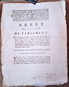 N° B 35     Arrêt du Conseil d' Etat du Roi Du 16 Décembre 1786 extraits du registre du parlement  2 Pages   occasion