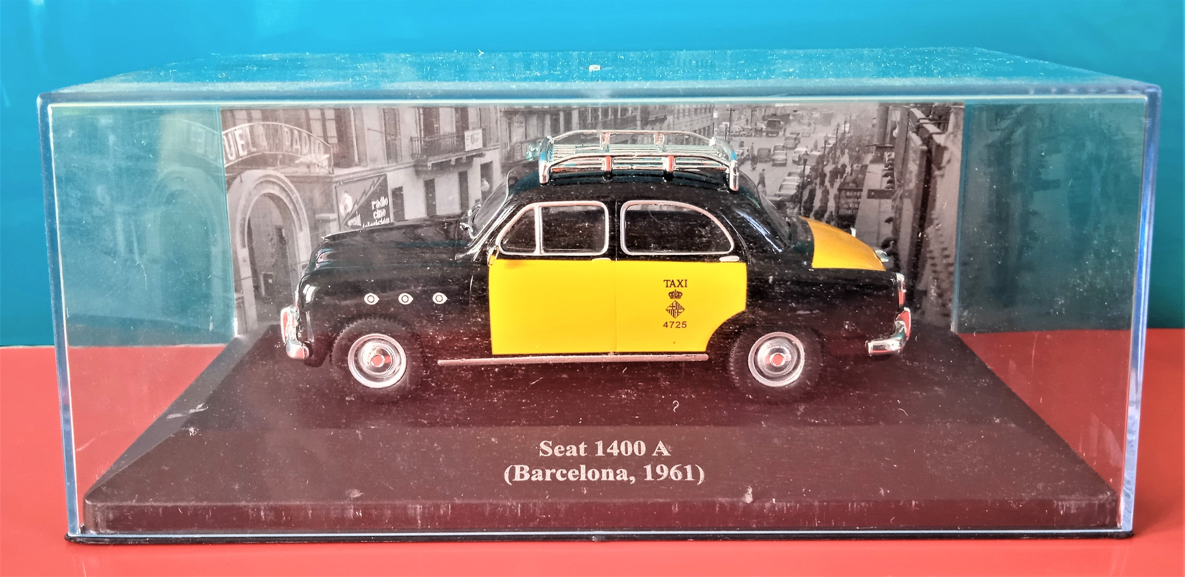 Voiture miniature IXO occasion  1/43 Taxis du monde  Seat 1400 A (Barcelona 1961)