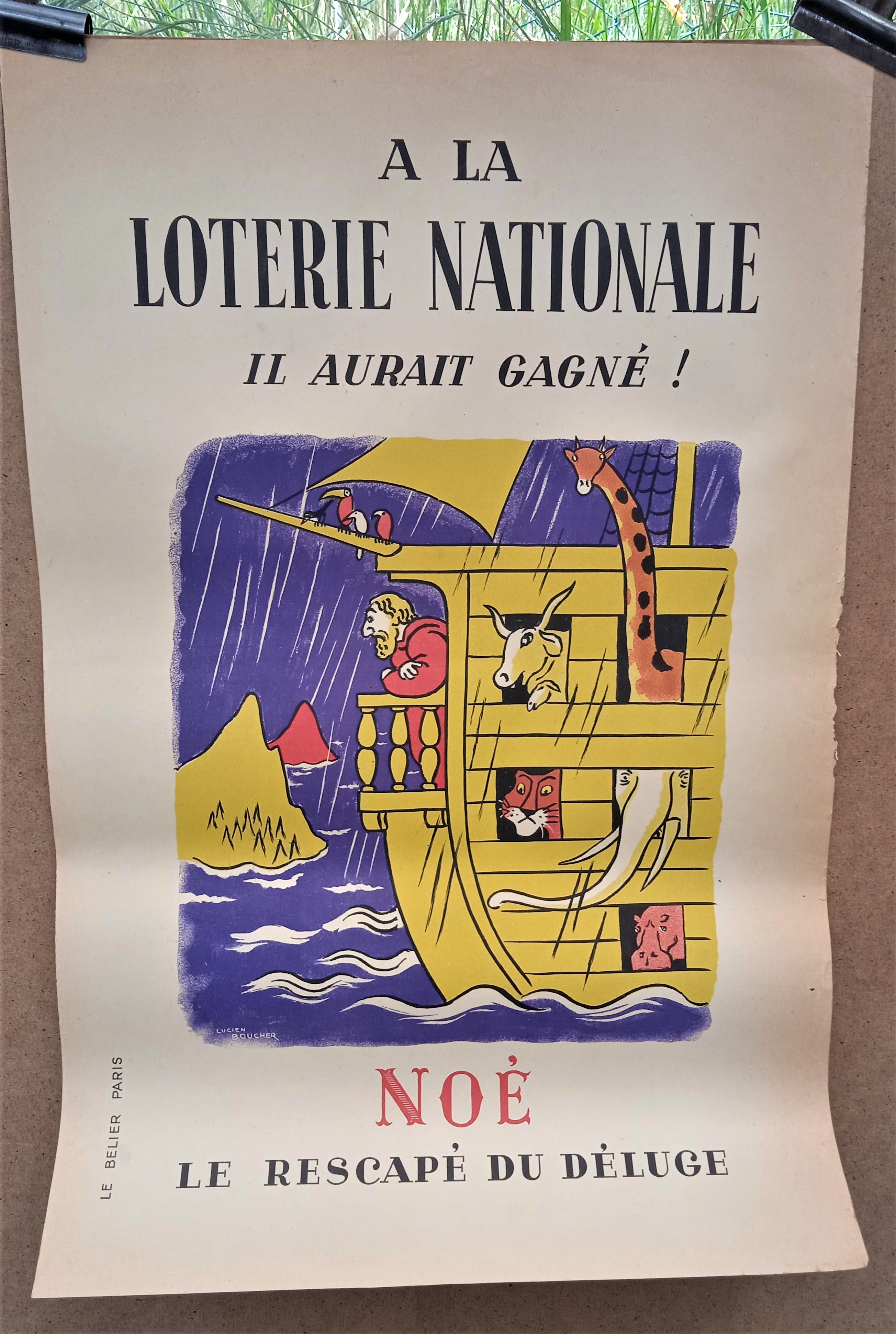 affiche authentique d' occasion N° 14  de la LOTERIE NATIONALE