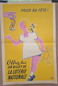 Affiche authentique d' occasion N° 18 de la LOTERIE NATIONALE