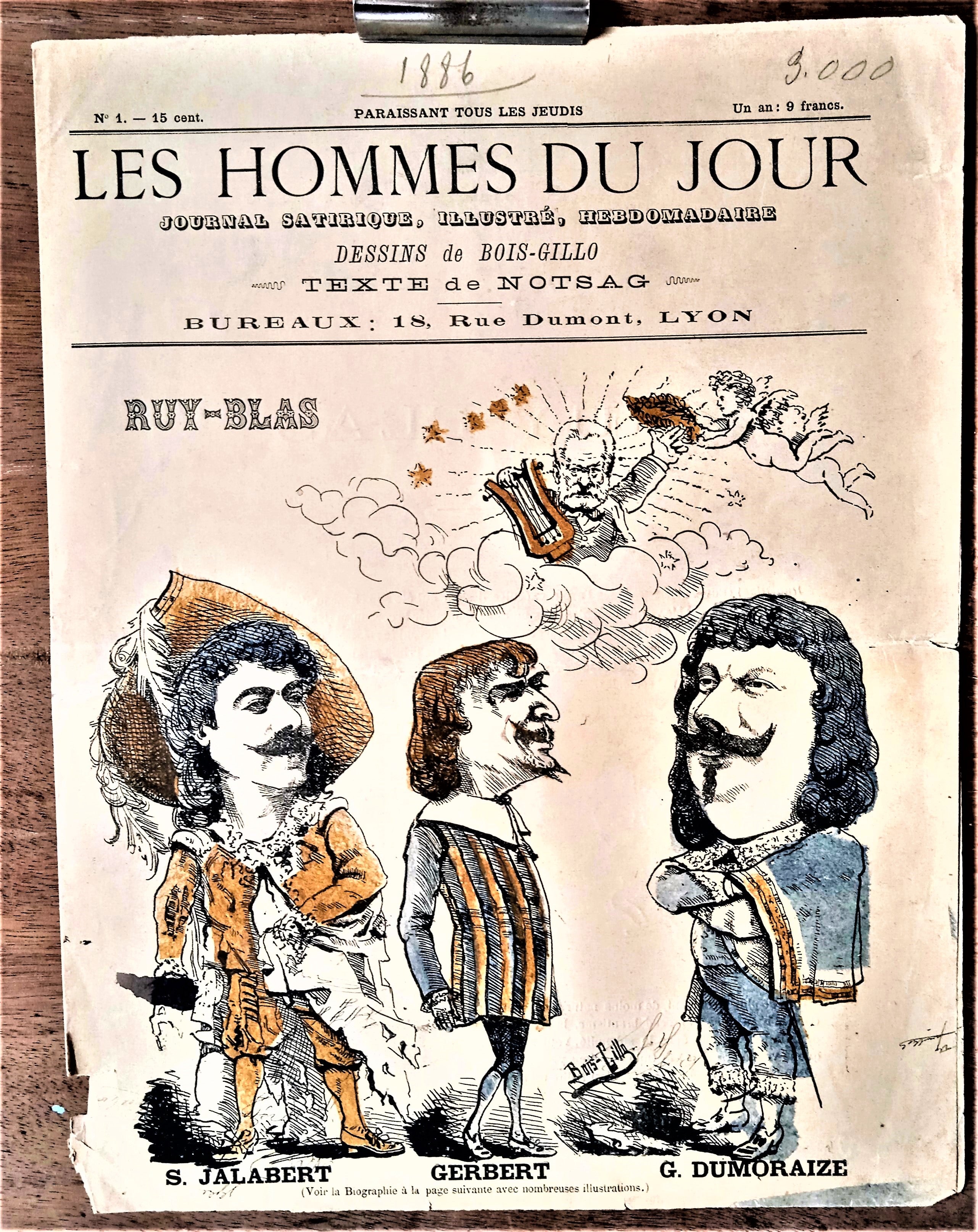 N°Jn1   Authentique journal Les Hommes Du Jour N°1 De 1886   Ruy Blas Dessin signé Bois-Gilles    occasion