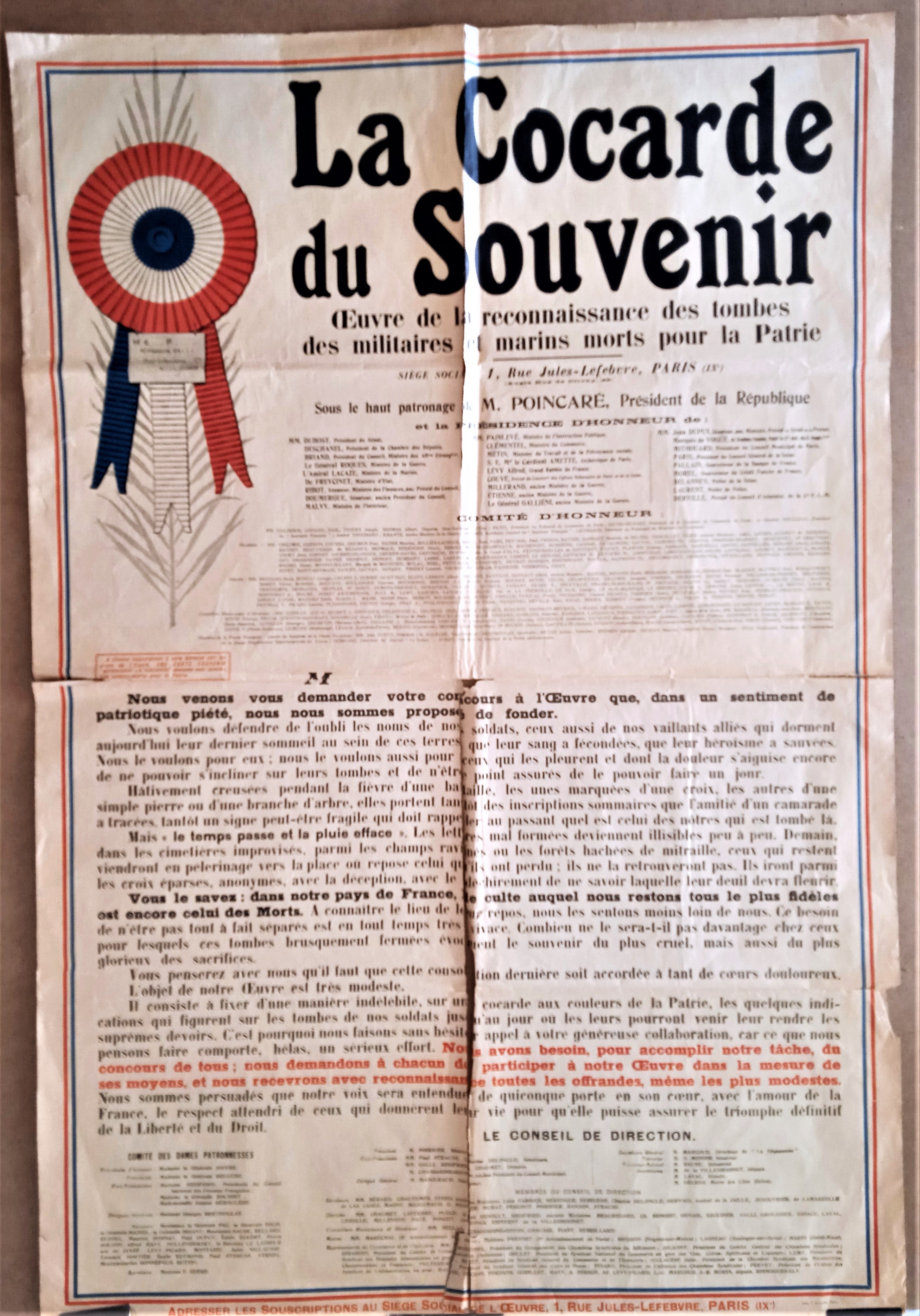 T1 A31 Affiche  La Cocarde Du Souvenir occasion