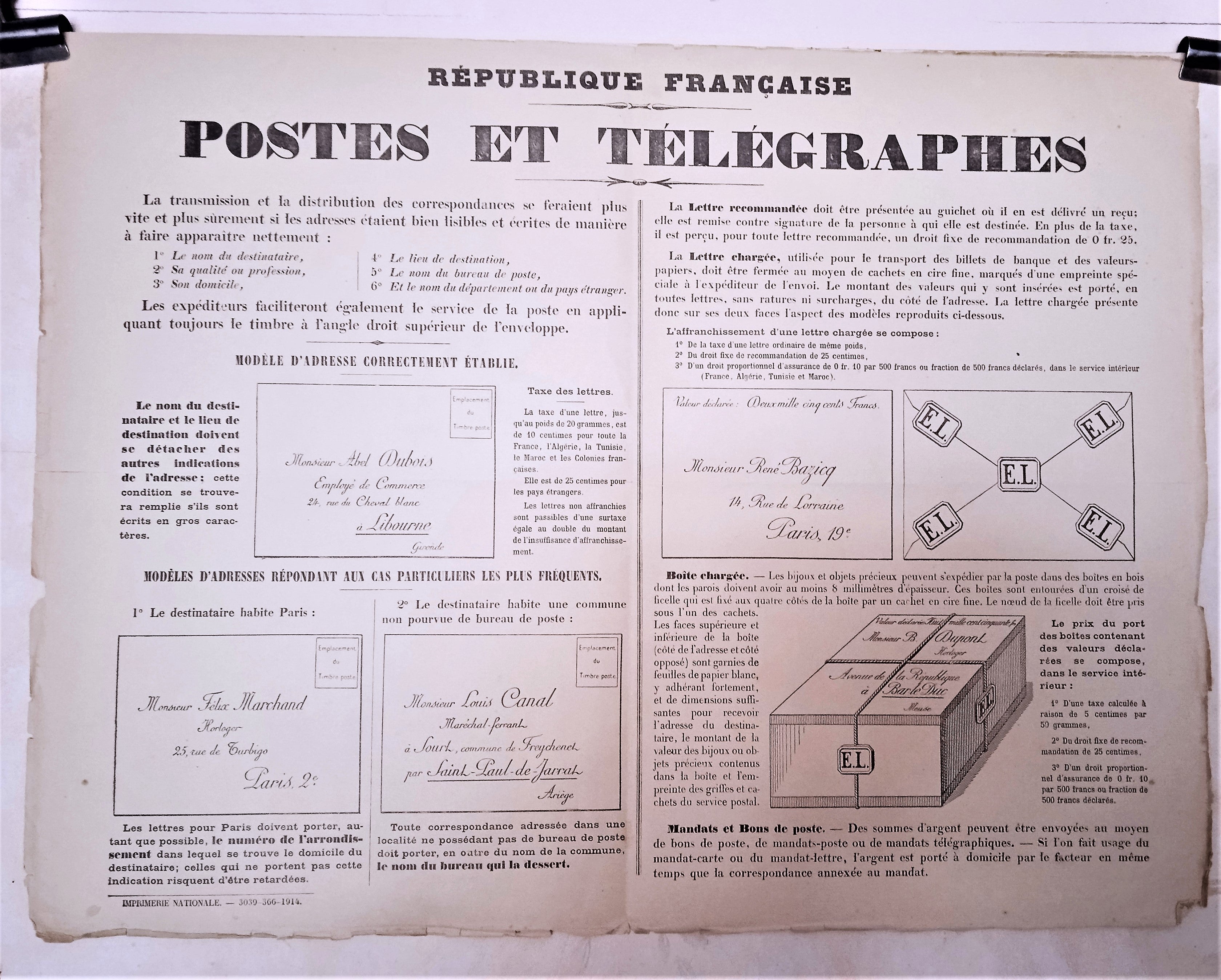 T2 A 15  Affiche Des Postes et Télégraphes occasion