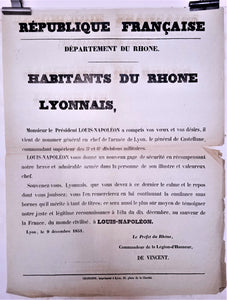 T2 A 178  Habitants du Rhône, Lyonnais à Louis Napoléon du 9 Décembre 1851 occasion