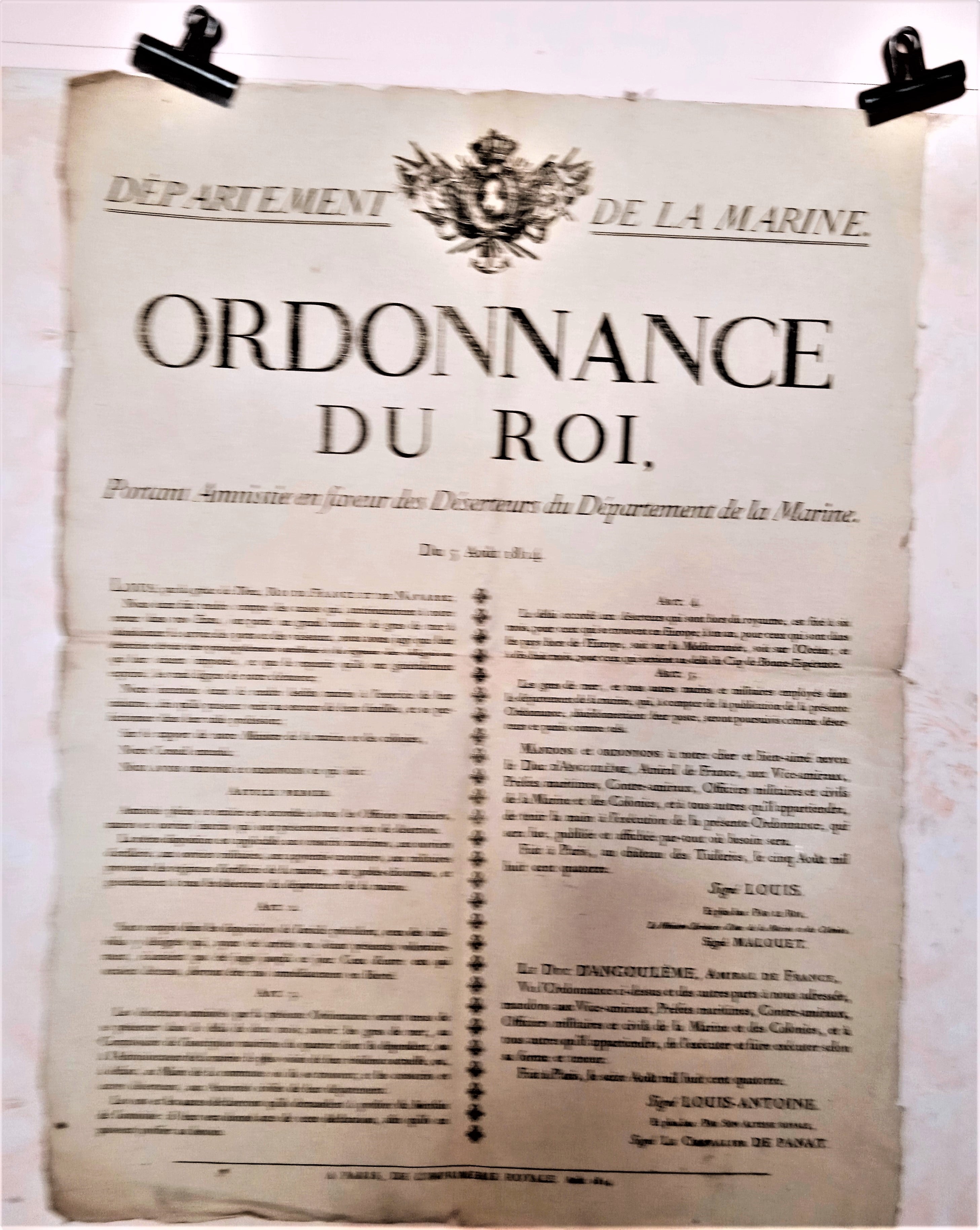 T2 A 20 Ordonnance du roi du 5 Août 1814 occasion