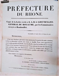 T2 A 102  Lieutenant Général Rambouillet  lettre du 3 Août 1830