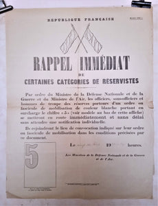 T2 A 153 Rappel immédiat mobilisation  N°5  du 26  Août 1939 occasion