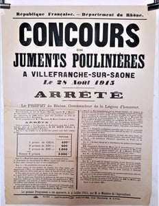 T2 A 158  Concours de juments poulinières de Villefranche/Saône du 28 Juillet 1915 occasion