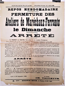 T2 A 63 Repos hebdomadaire pour les maréchaux ferrants du 29 Septembre 1924 occasion