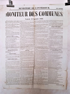 T2 A 182 Moniteur des communes du 18 Septembre 1863 occasion