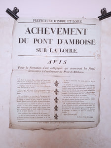 T2 A 18 Affiche Achèvement du pont d' Amboise sur la Seine occasion