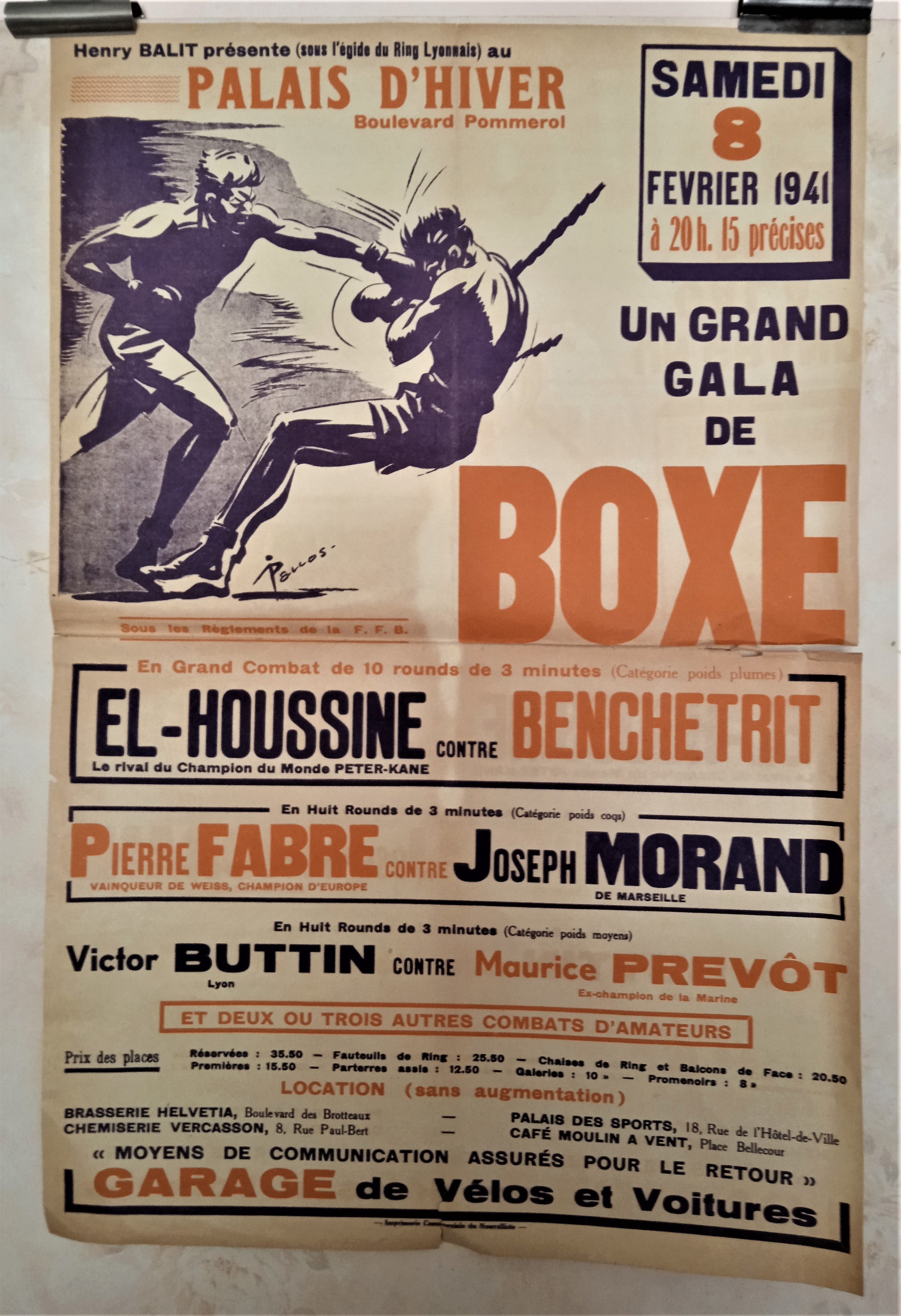 T2 A 196 Boxe Palais d hiver  du 8 Février 1941 occasion