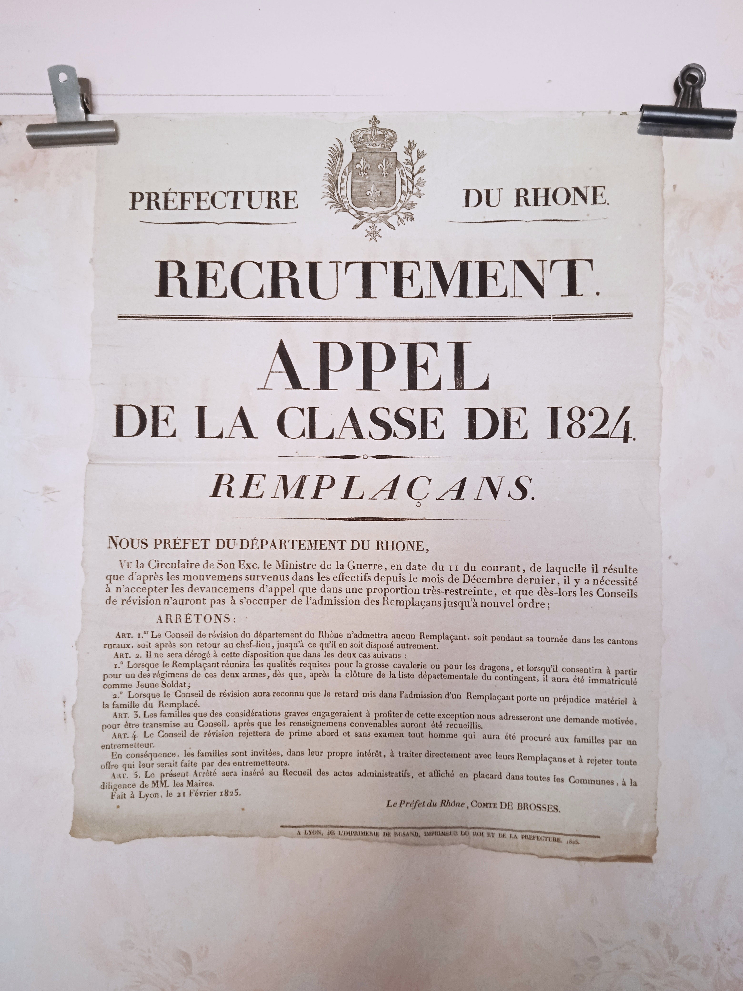 T2 A 78 Recrutement Appel des classes de 1824 occasion