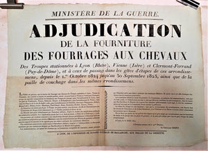 T2 A 99 Ministère de la guerre Adjudication de la fourniture des fourrages aux chevaux du 16 Juillet 1824