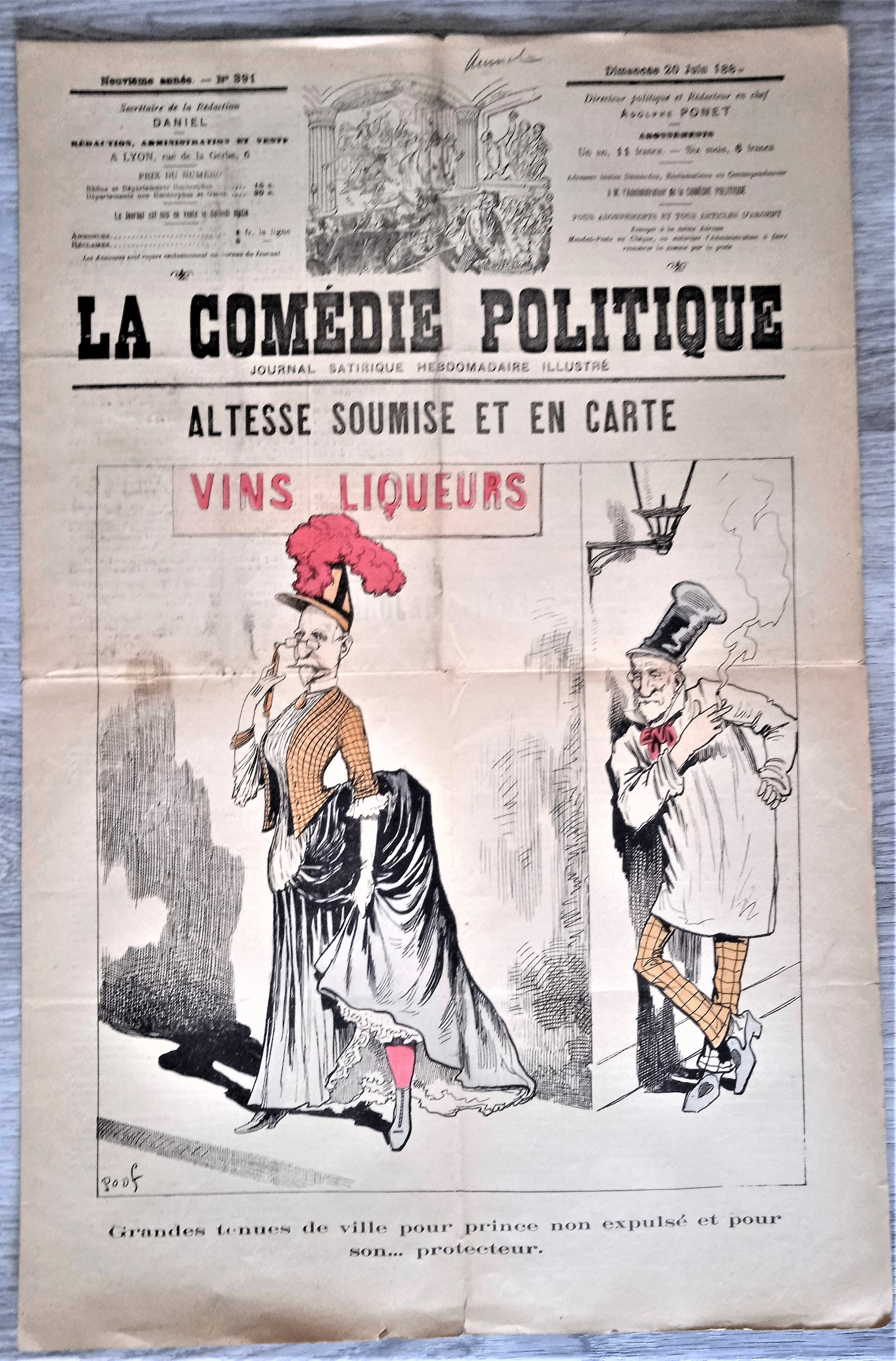 Journal satyrique et de caricatures La comédie politique occasion N° 391