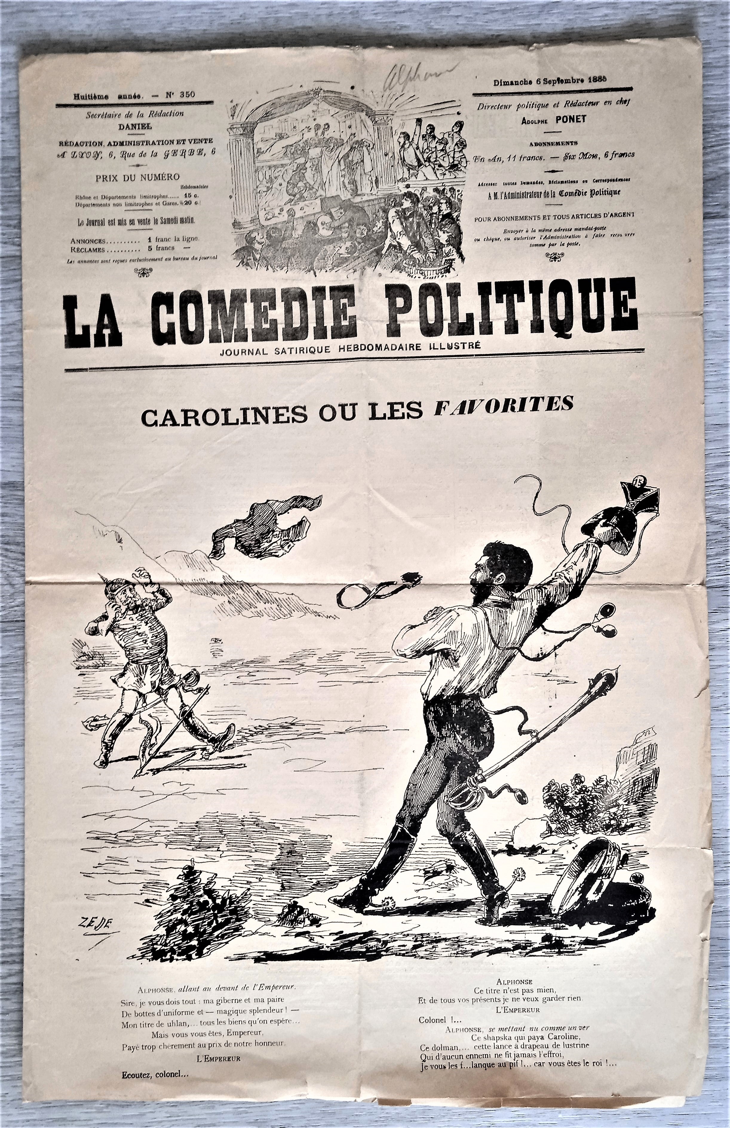 Journal satyrique et de caricatures La comédie politique occasion N° 350