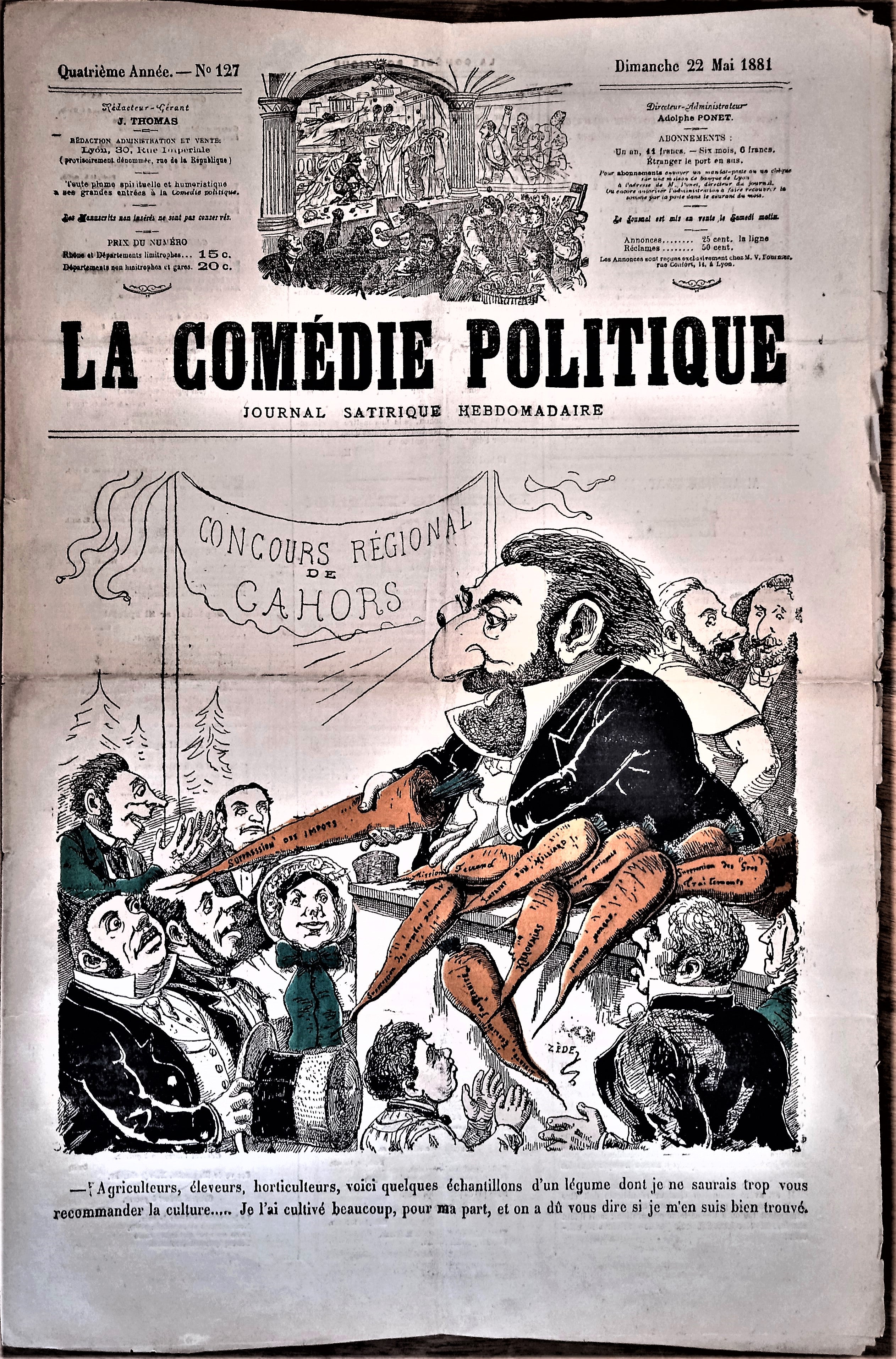 Authentique Journal occasion  satyrique et de caricature "La comédie politique" N° 127   Du 22 Mai 1881