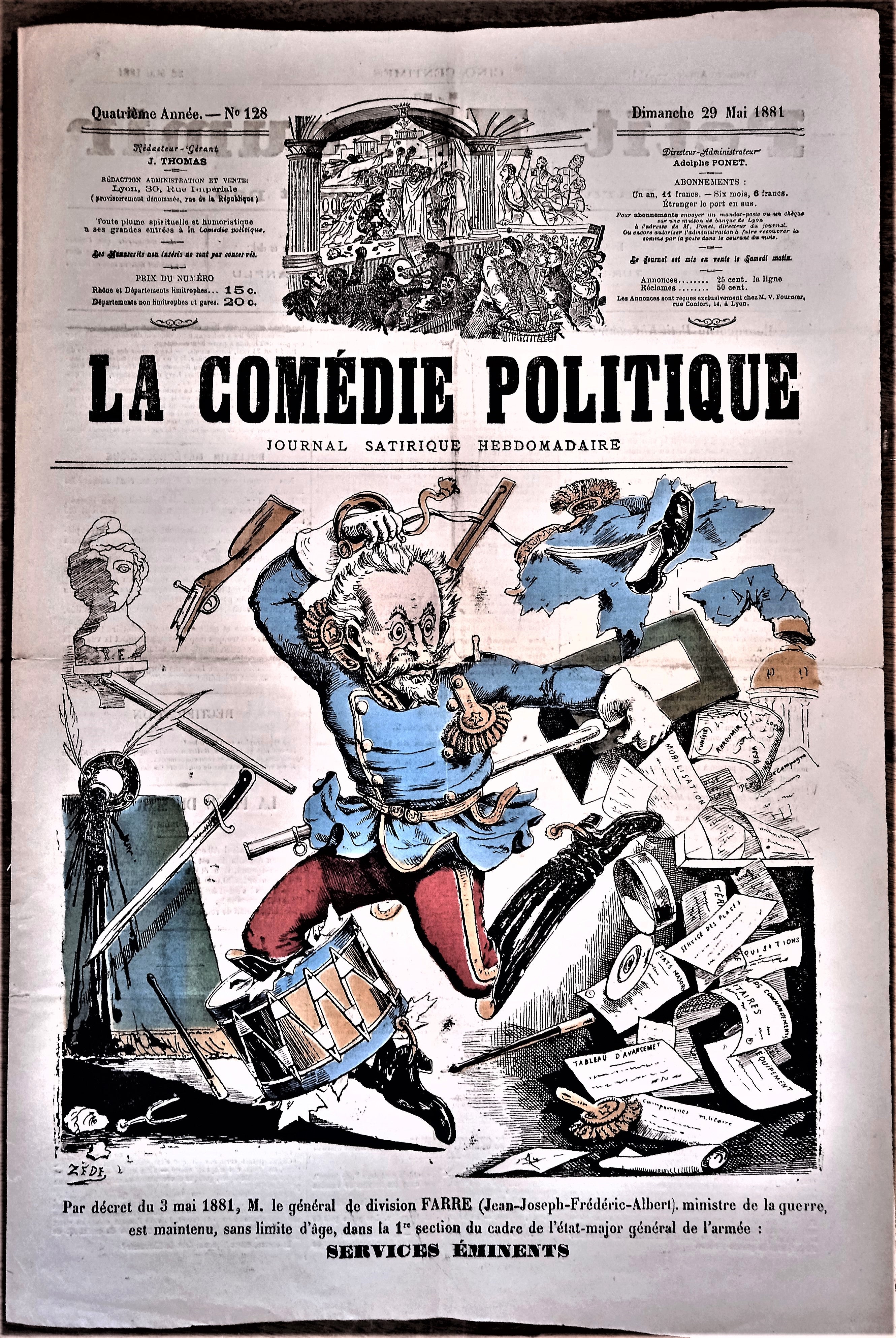 Authentique Journal occasion  satyrique et de caricature "La comédie politique" N°128 Du  29 Mai 1881