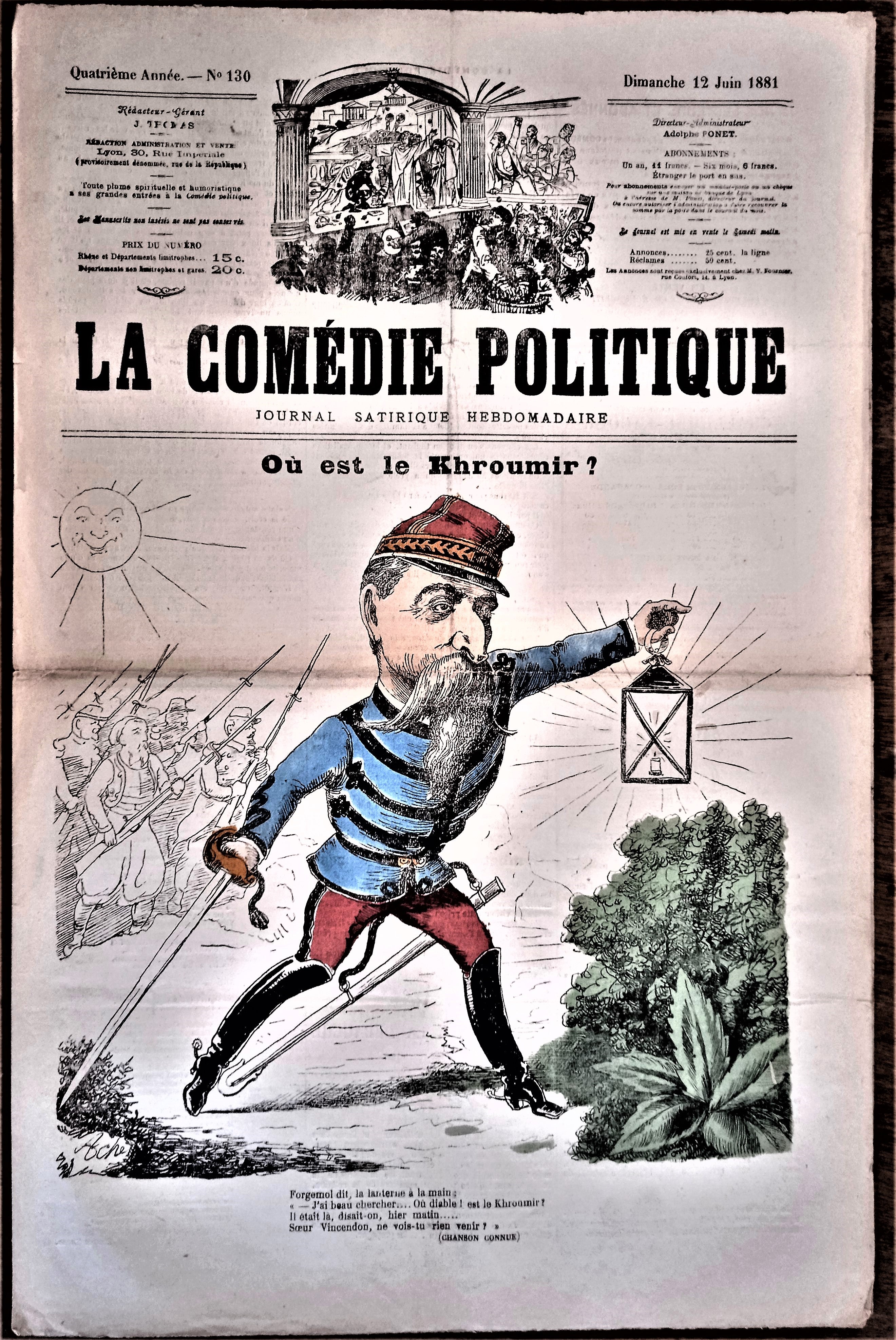 Authentique Journal occasion  satyrique et de caricature "La comédie politique" N° 130   Du 12 Juin 1881