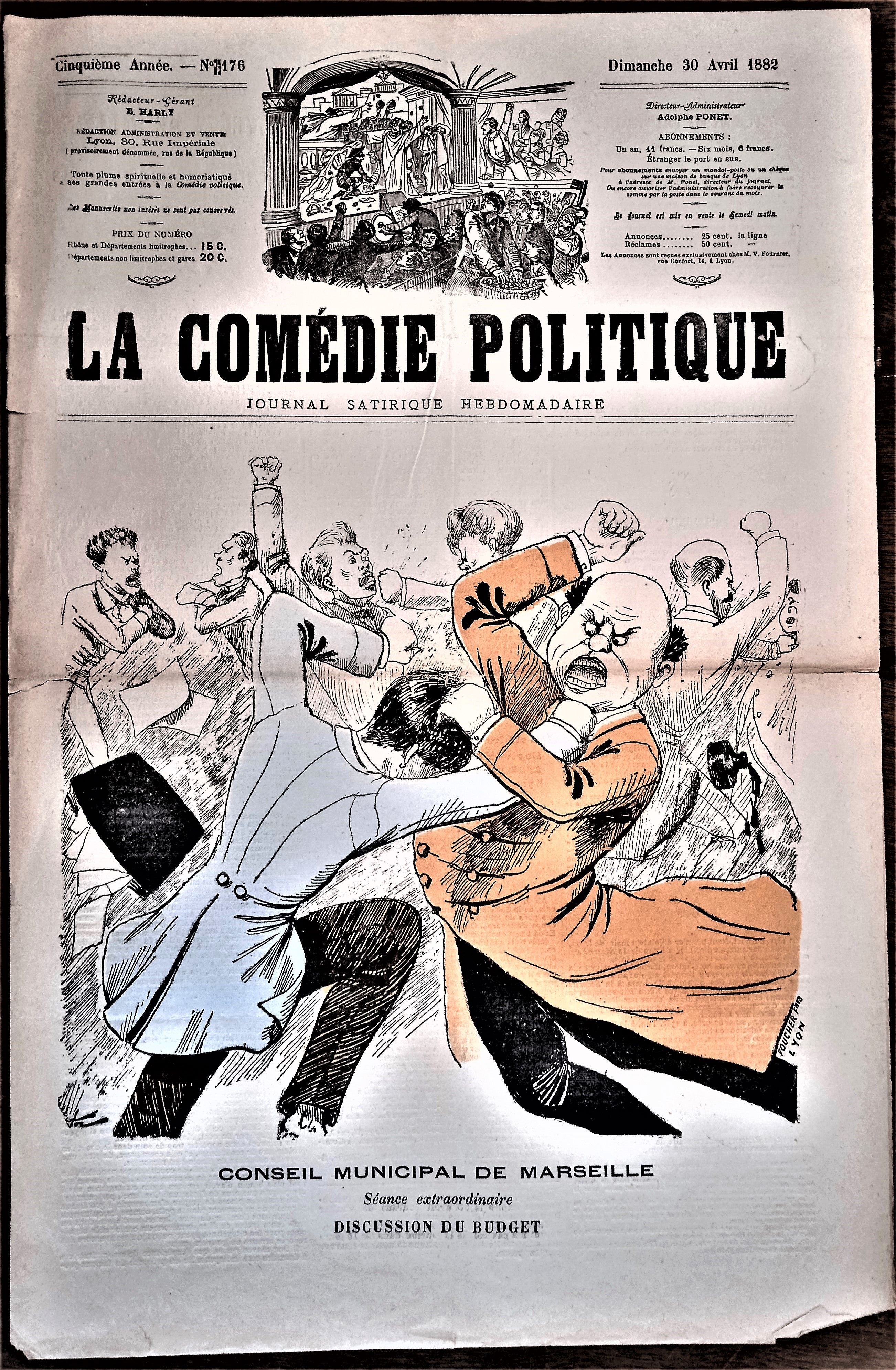 Authentique Journal occasion  satyrique et de caricature "La comédie politique" N°176    Du 30 Avril 1882