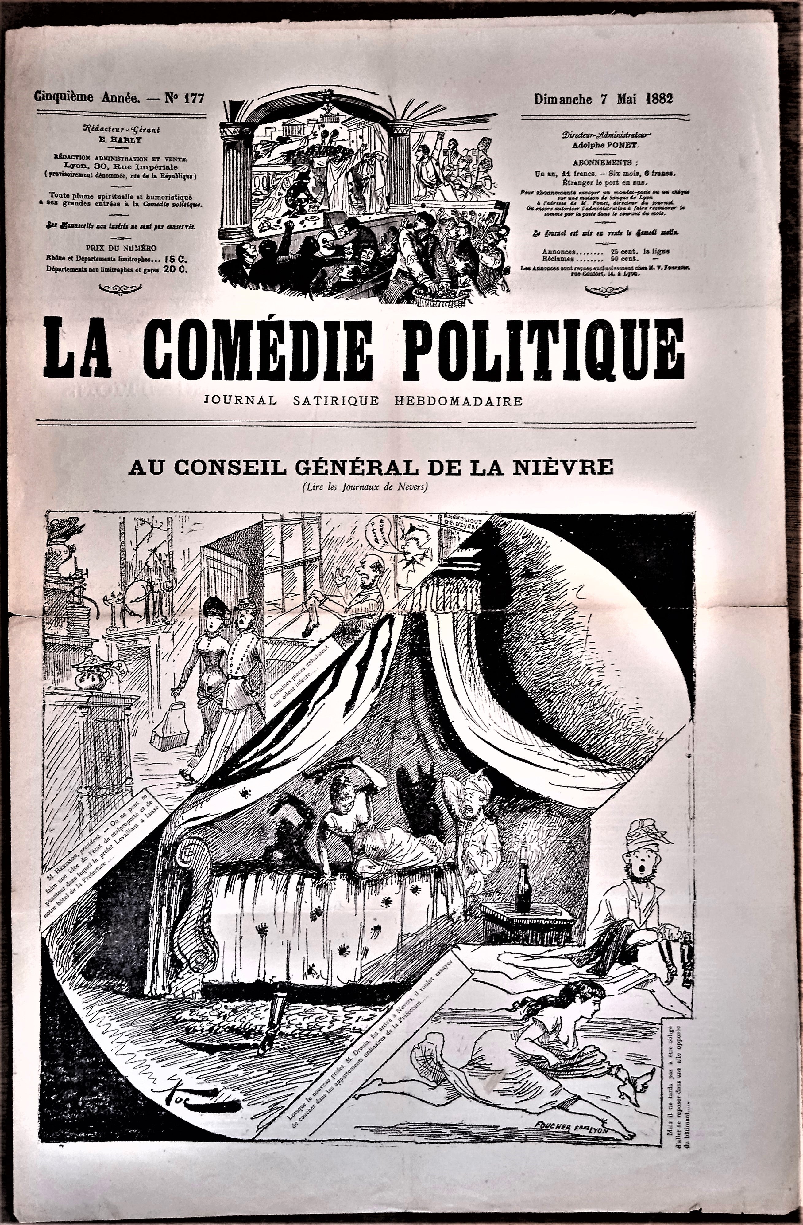 Authentique Journal occasion  satyrique et de caricature "La comédie politique" N°177    Du  07 Mai 1882