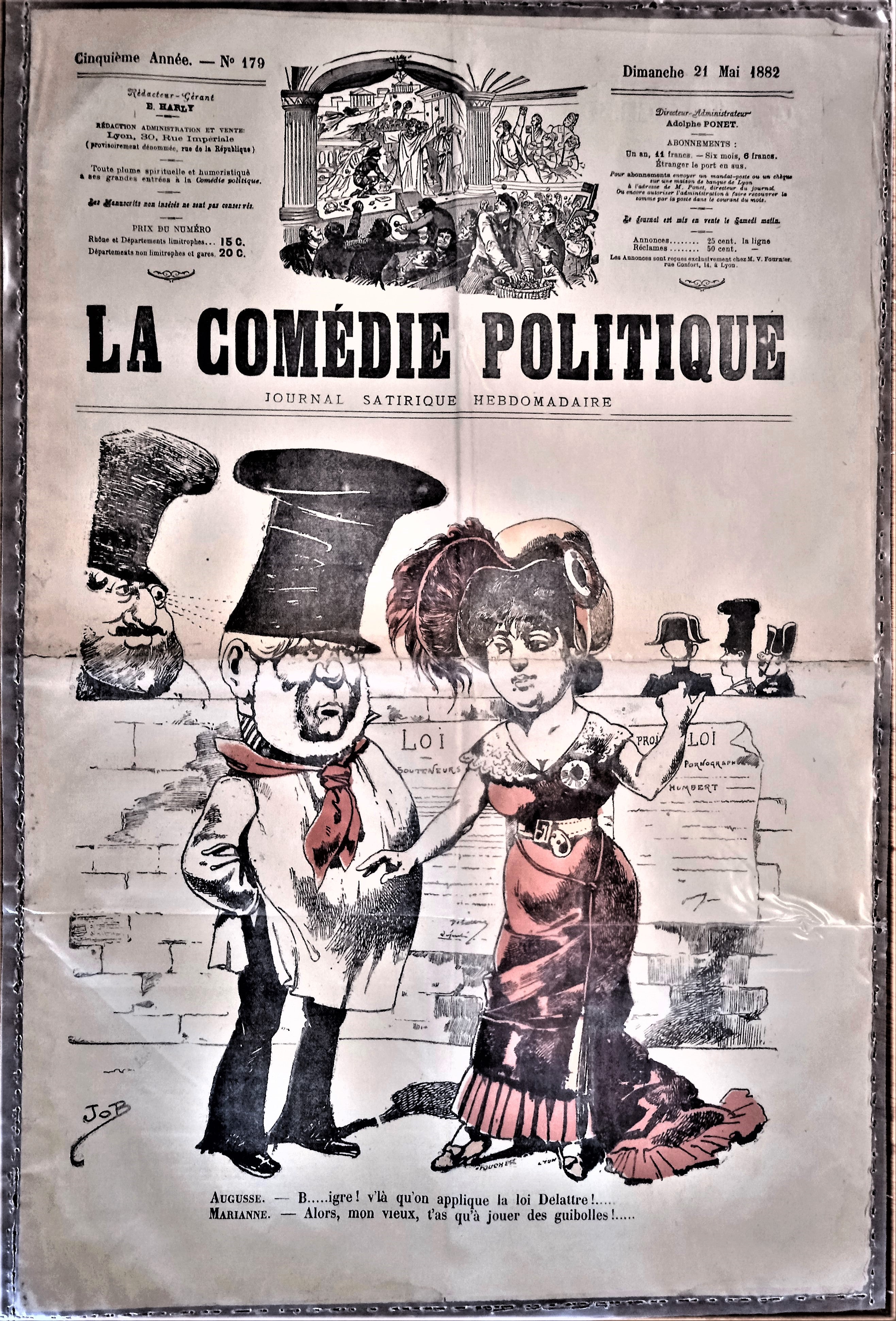 Authentique Journal occasion  satyrique et de caricature "La comédie politique" N°179    Du21 Mai 1882