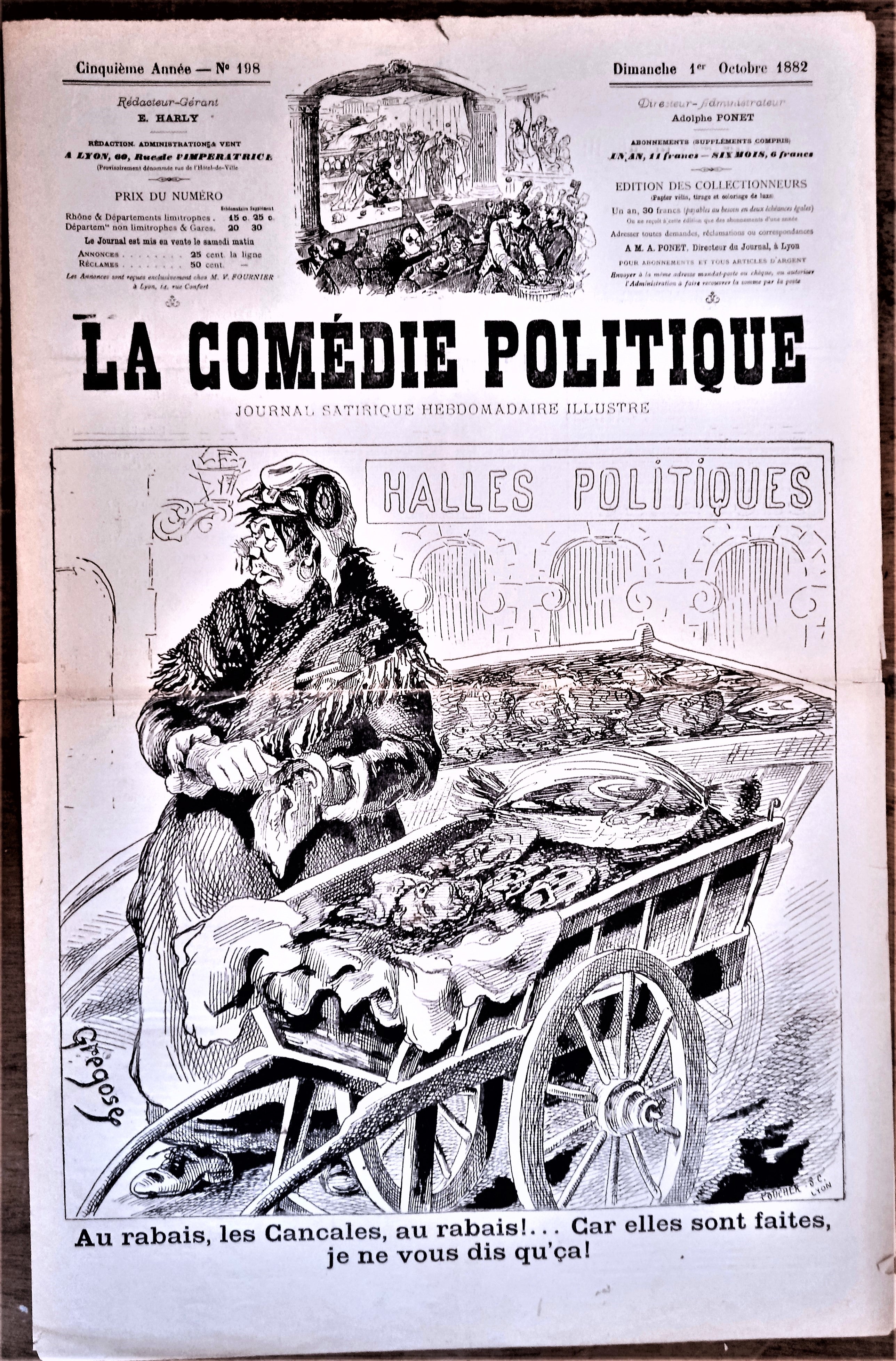 Authentique Journal occasion  satyrique et de caricature "La comédie politique" N° 198   Du 1er Octobre 1882