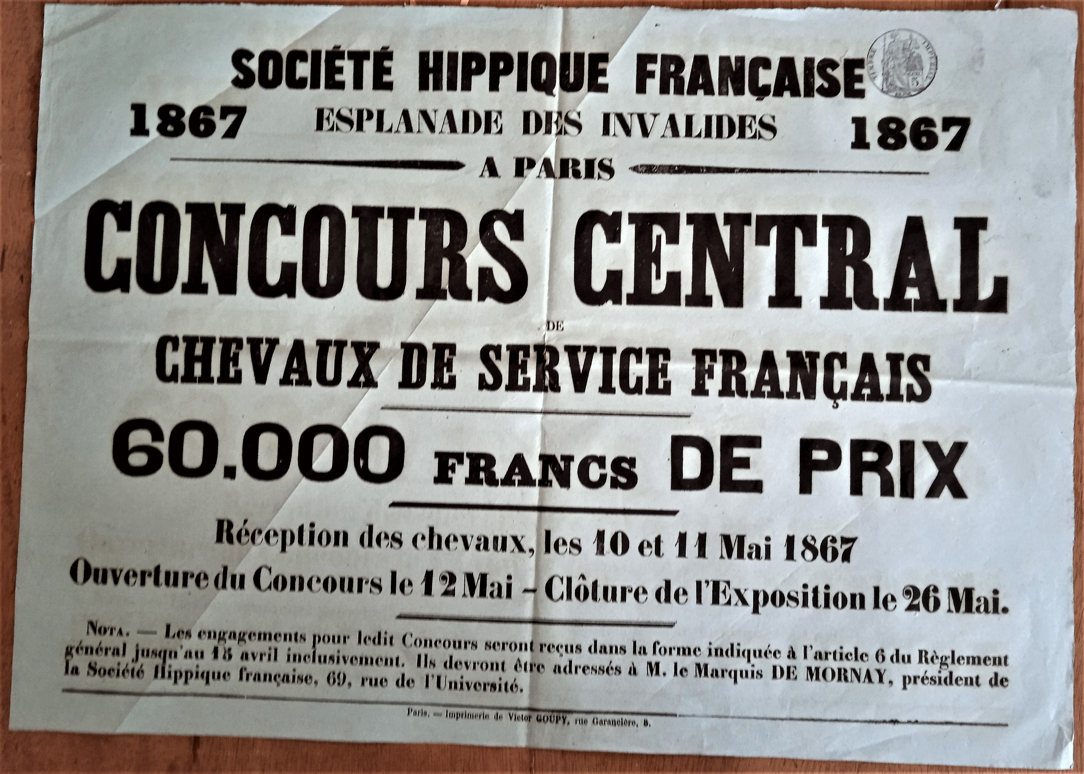 Affiche N° n1 R  Société hippique française Concours Central occasion