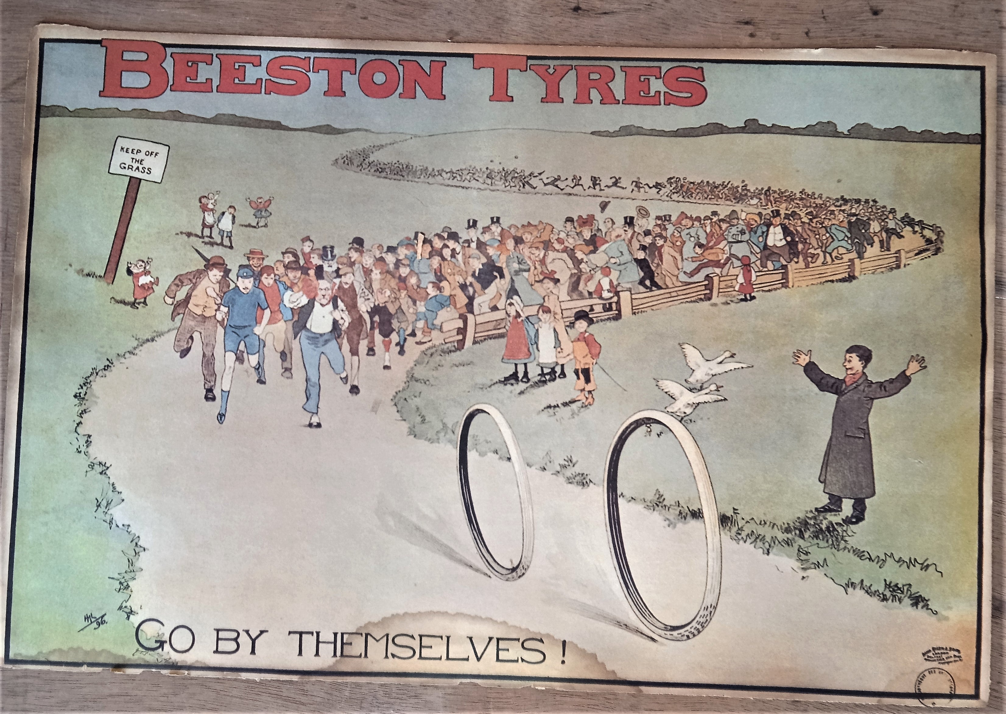 Affichette double face cycles N°32 r Beston Tyres & Colombia   36 x 24 cm  occasion