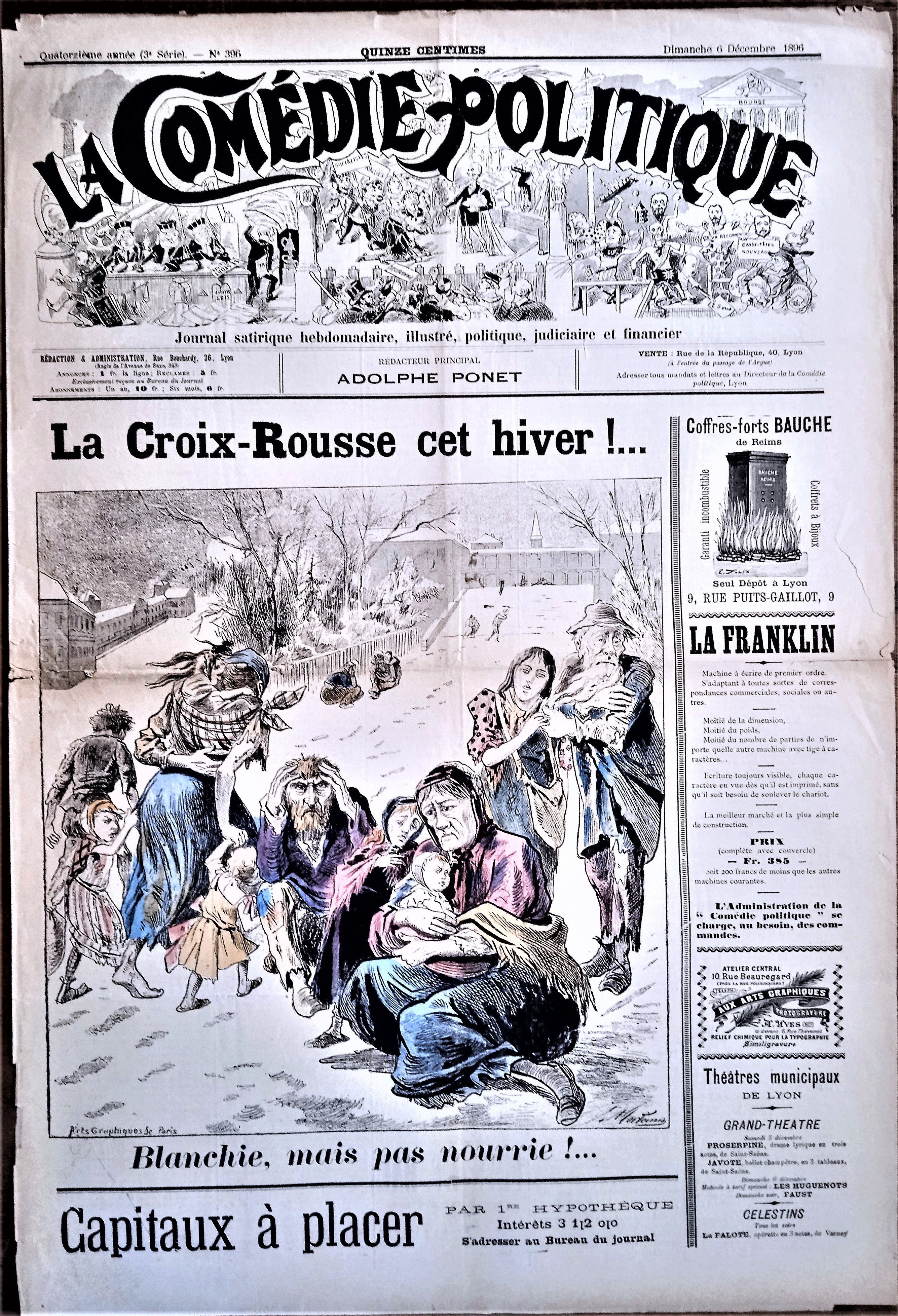 Authentique Journal occasion  satyrique et de caricature "La comédie politique" N°396    Du 06 Décembre 1896