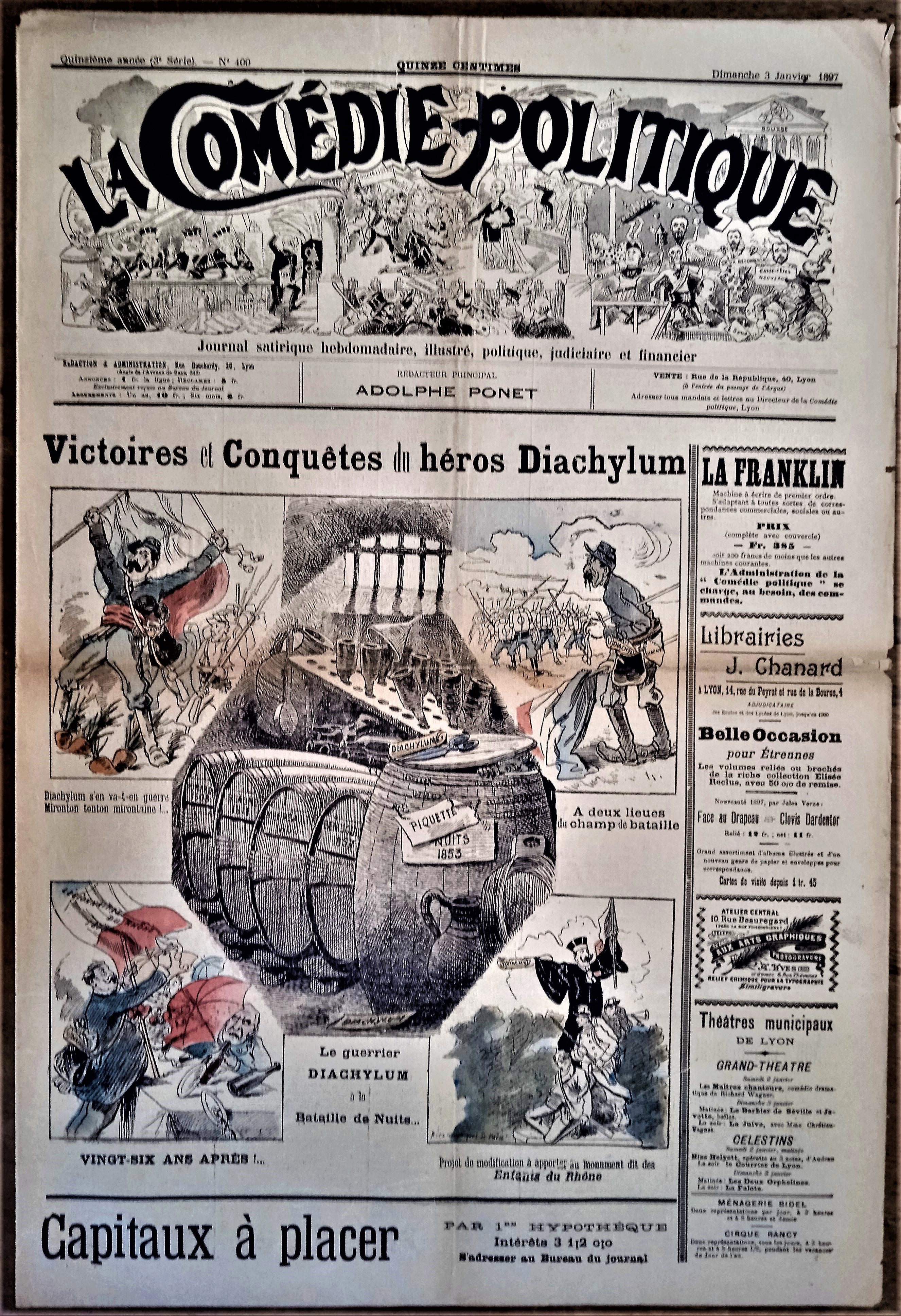 Authentique Journal occasion  satyrique et de caricature "La comédie politique" N° 400   Du  03 Janvier 1897