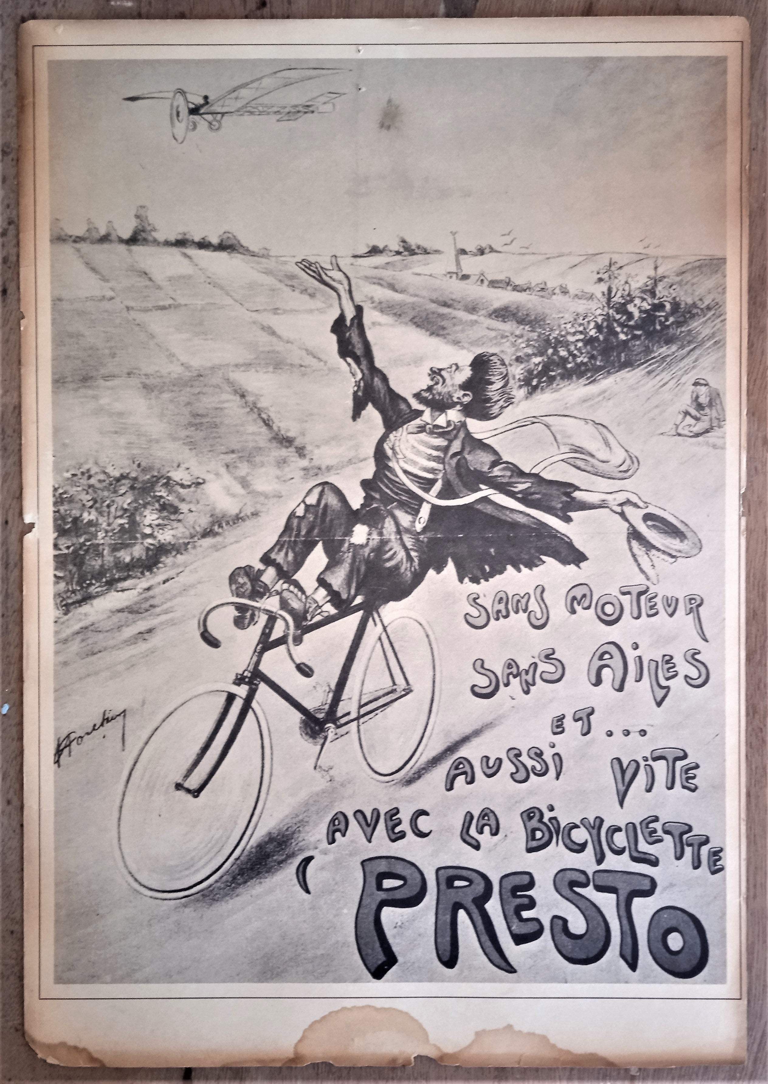 Affichette double face cycles N°40 r  Presto & Cottereau   36 x 24 cm  occasion