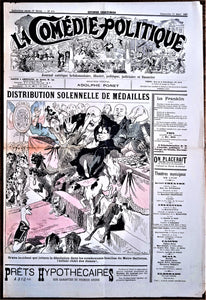 Authentique Journal occasion  satyrique et de caricature "La comédie politique" N°411    Du 14 mars 1897