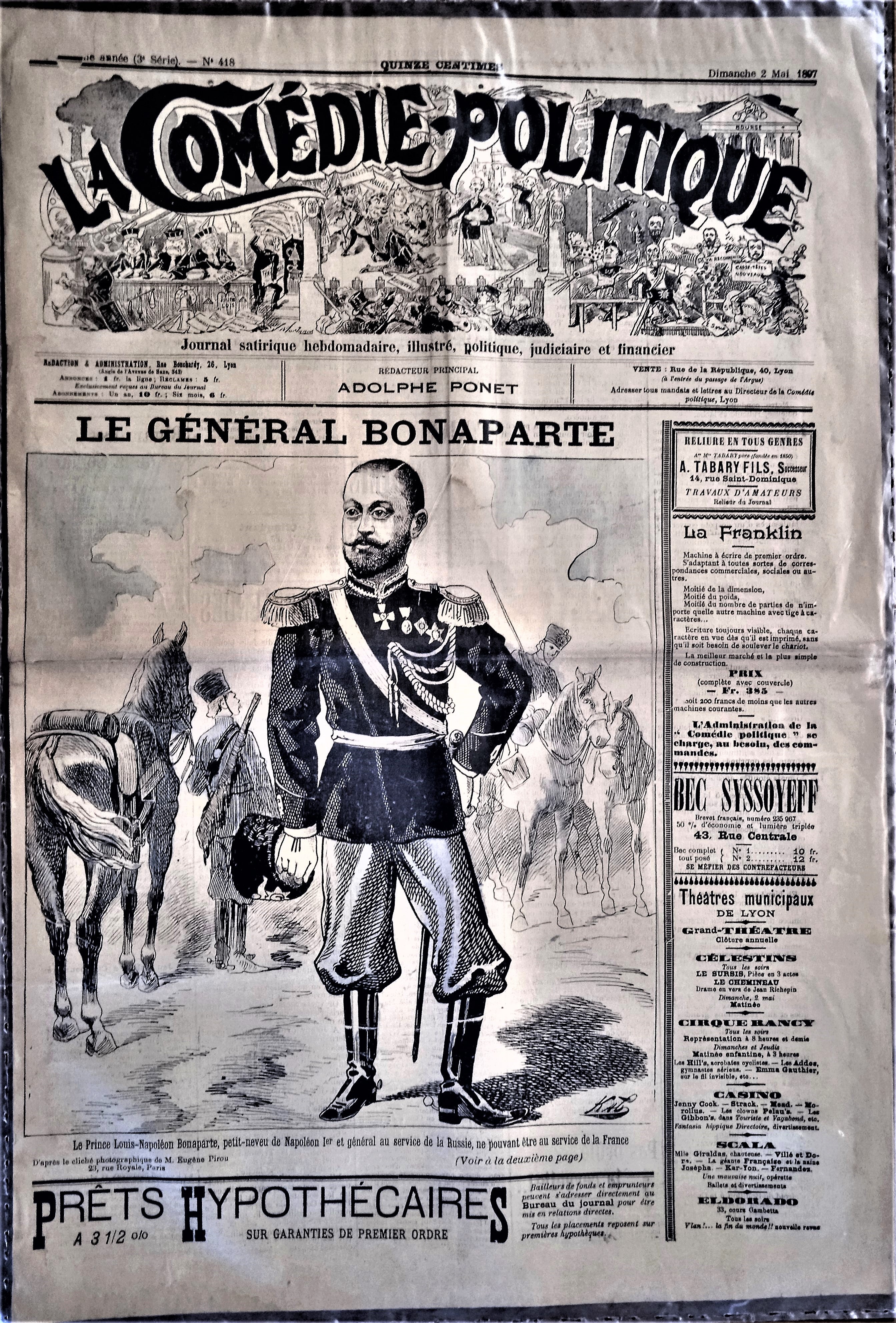 Authentique Journal occasion  satyrique et de caricature "La comédie politique" N°418    De  Mai  1897