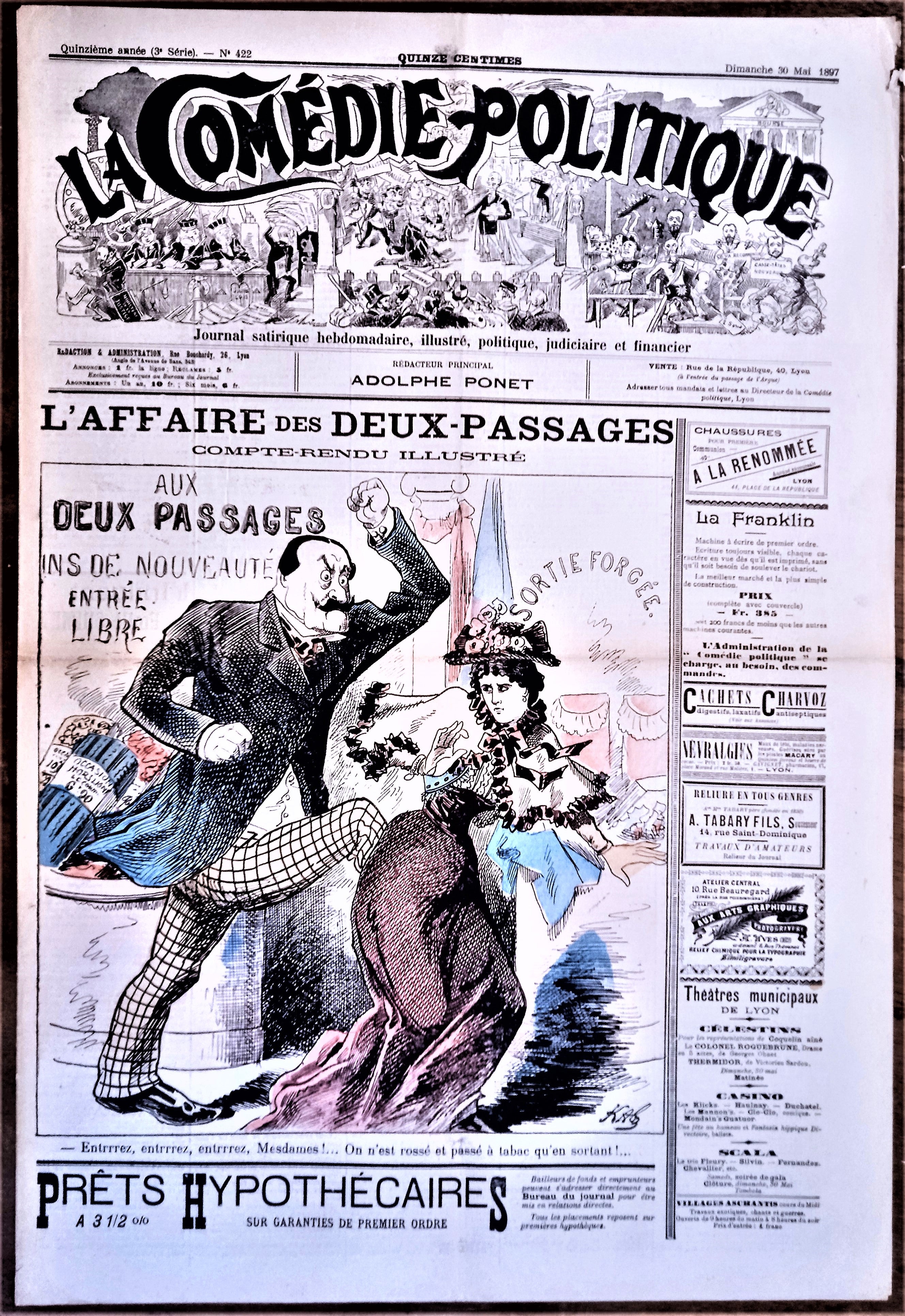 Authentique Journal occasion  satyrique et de caricature "La comédie politique" N°422   Du 30 Mai 1897