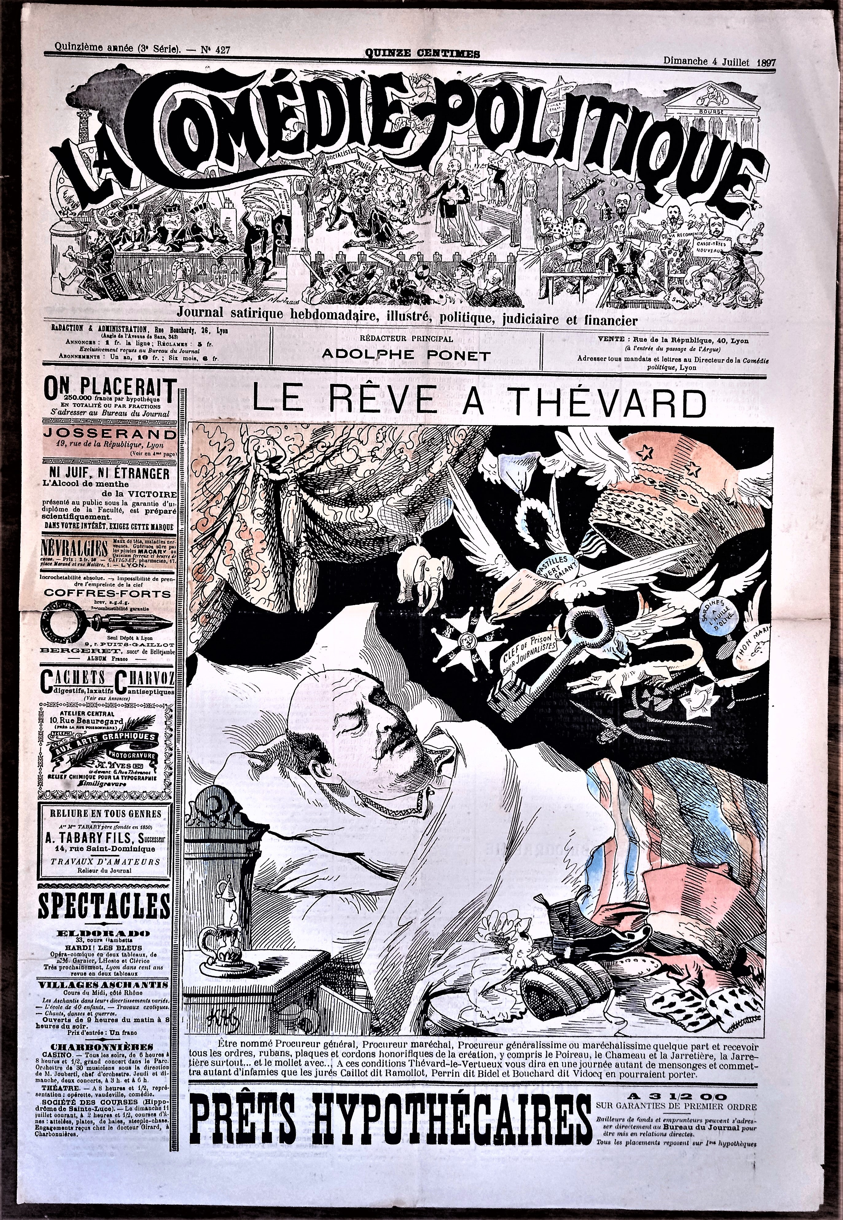 Authentique Journal occasion  satyrique et de caricature "La comédie politique" N°427    Du 28 Juin 1897