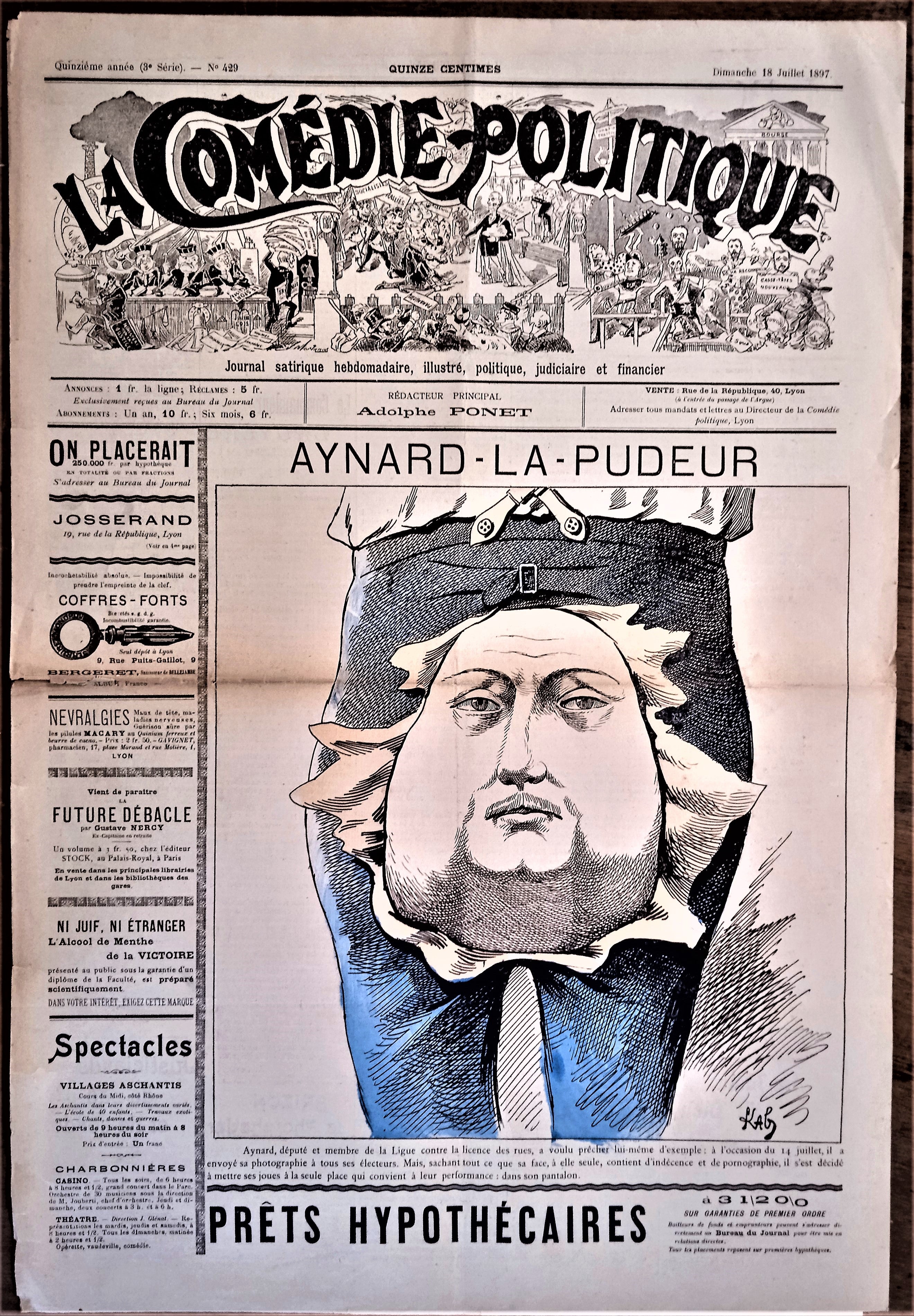 Authentique Journal occasion  satyrique et de caricature "La comédie politique" N°429    Du 18 Juillet 1897